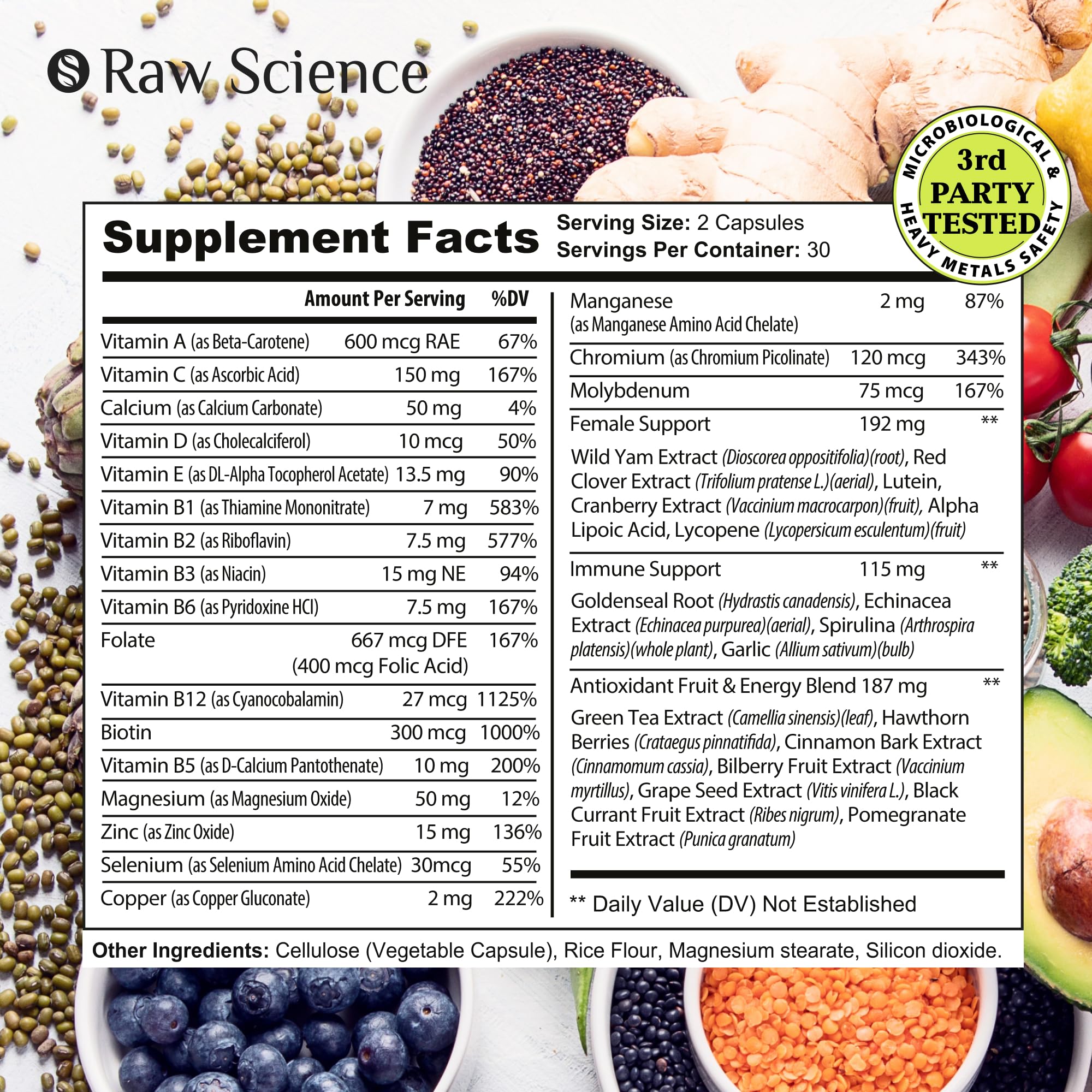 Womens Multivitamin - Energy & Immune Support Supplement - Womens Multi Vitamin A C D, Zinc