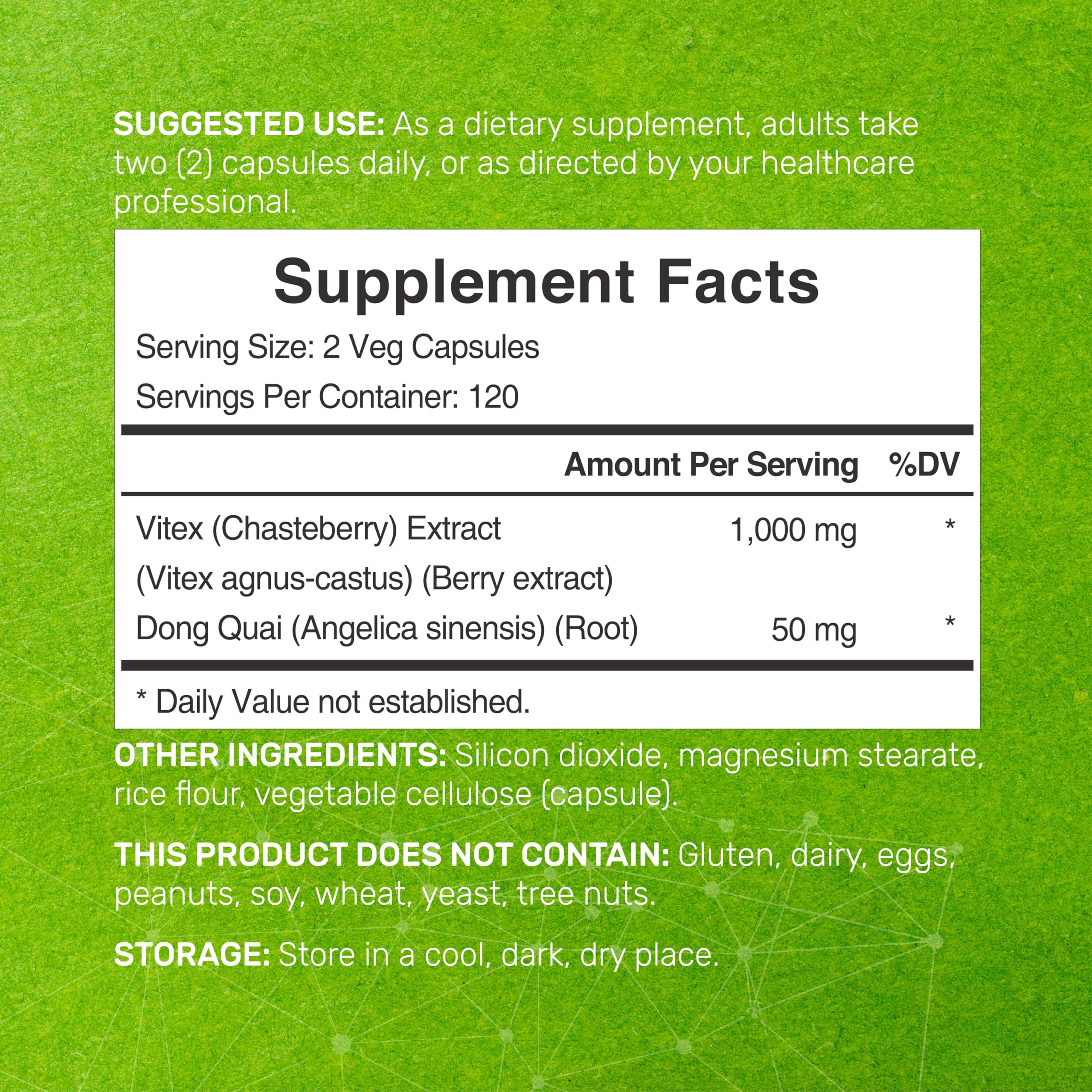 Vitex Supplement for Women – Vitex Chasteberry Supplement 1000mg Per Serving Plus Dong Quai Root