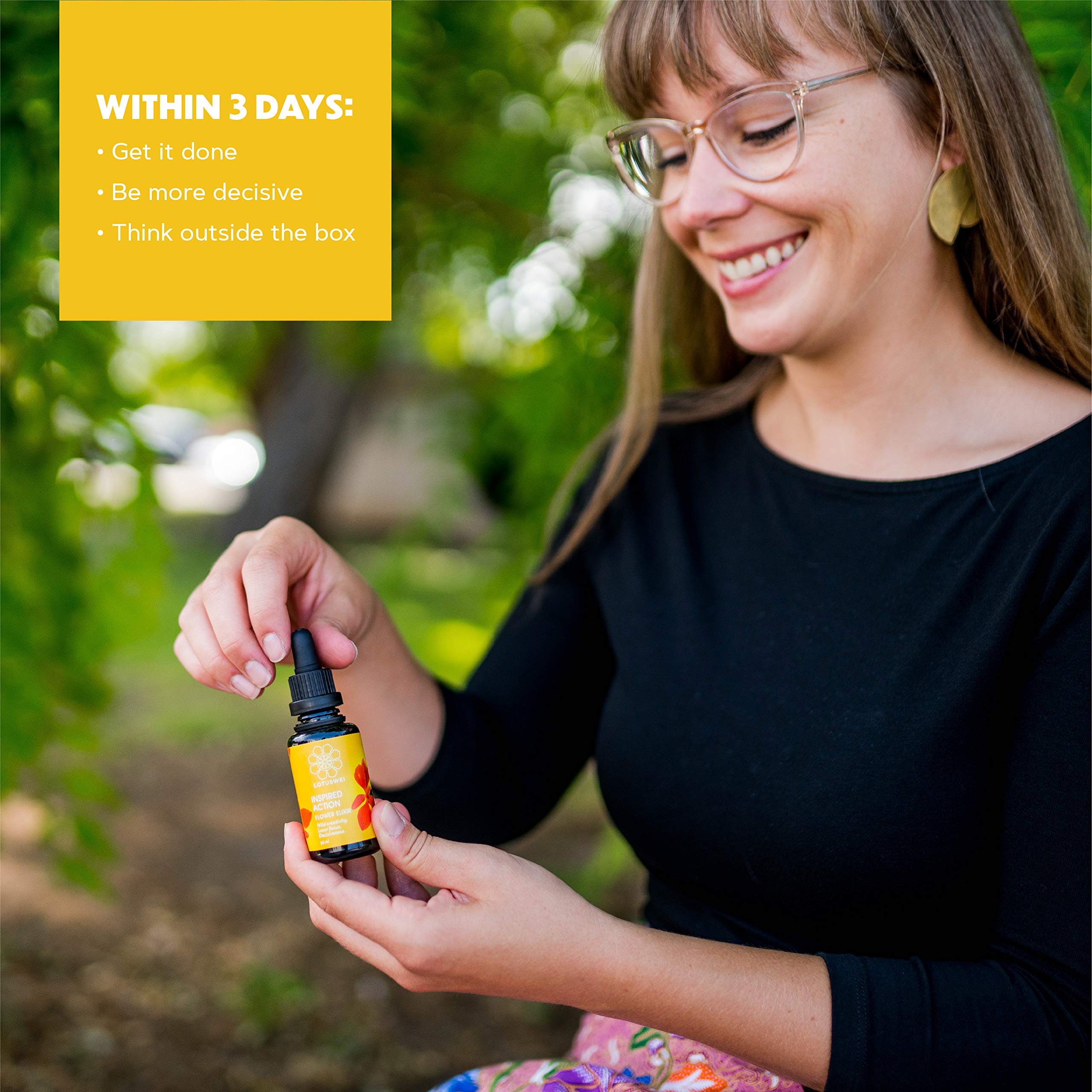 LOTUSWEI Inspired Action Flower Essence Elixir – Enhance Focus, Concentration, Mental Clarity & Creativity – Flower Remedy Supplement