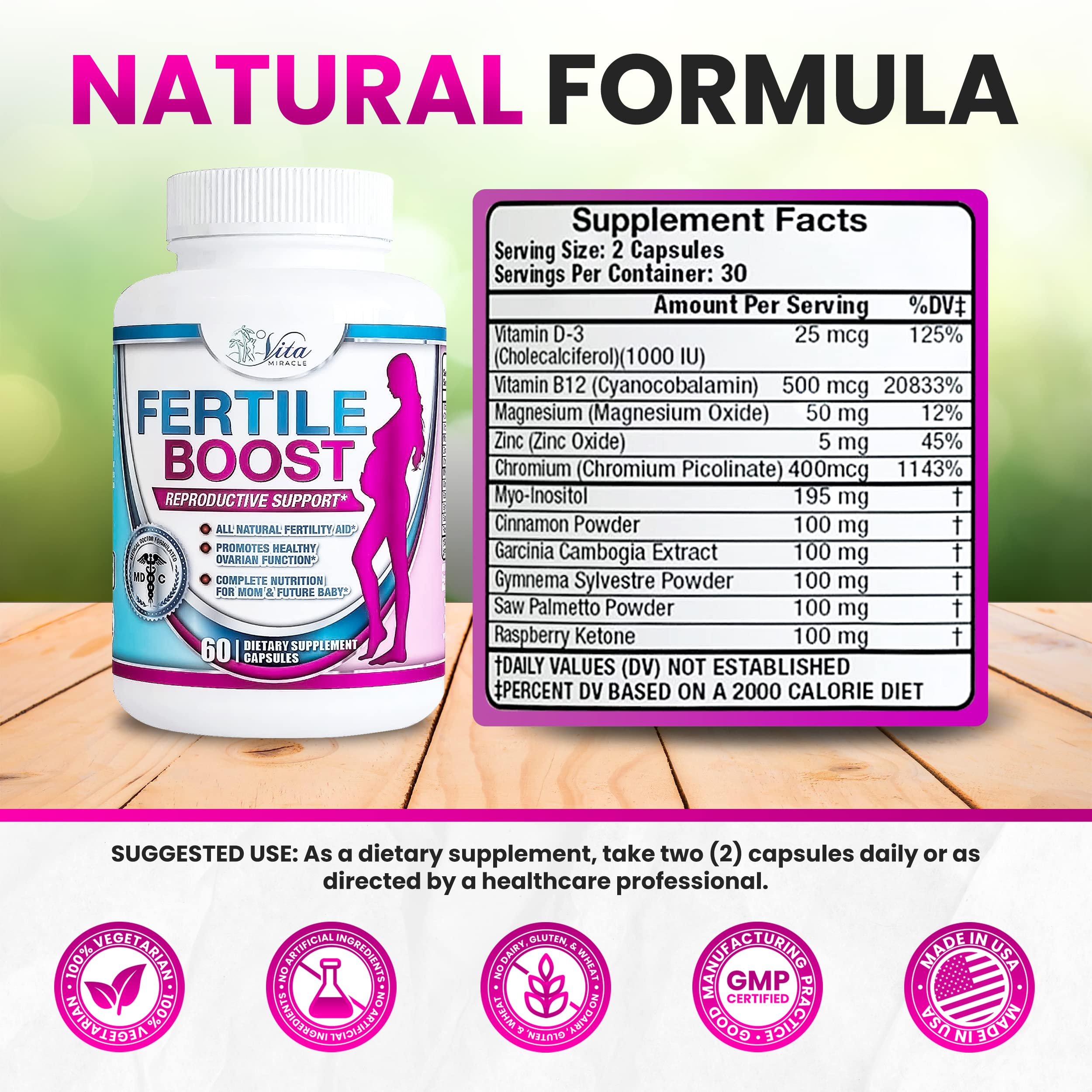 Inositol Capsules Myo-Inositol Fertility Supplements for Women Conception Prenatal Vitamins