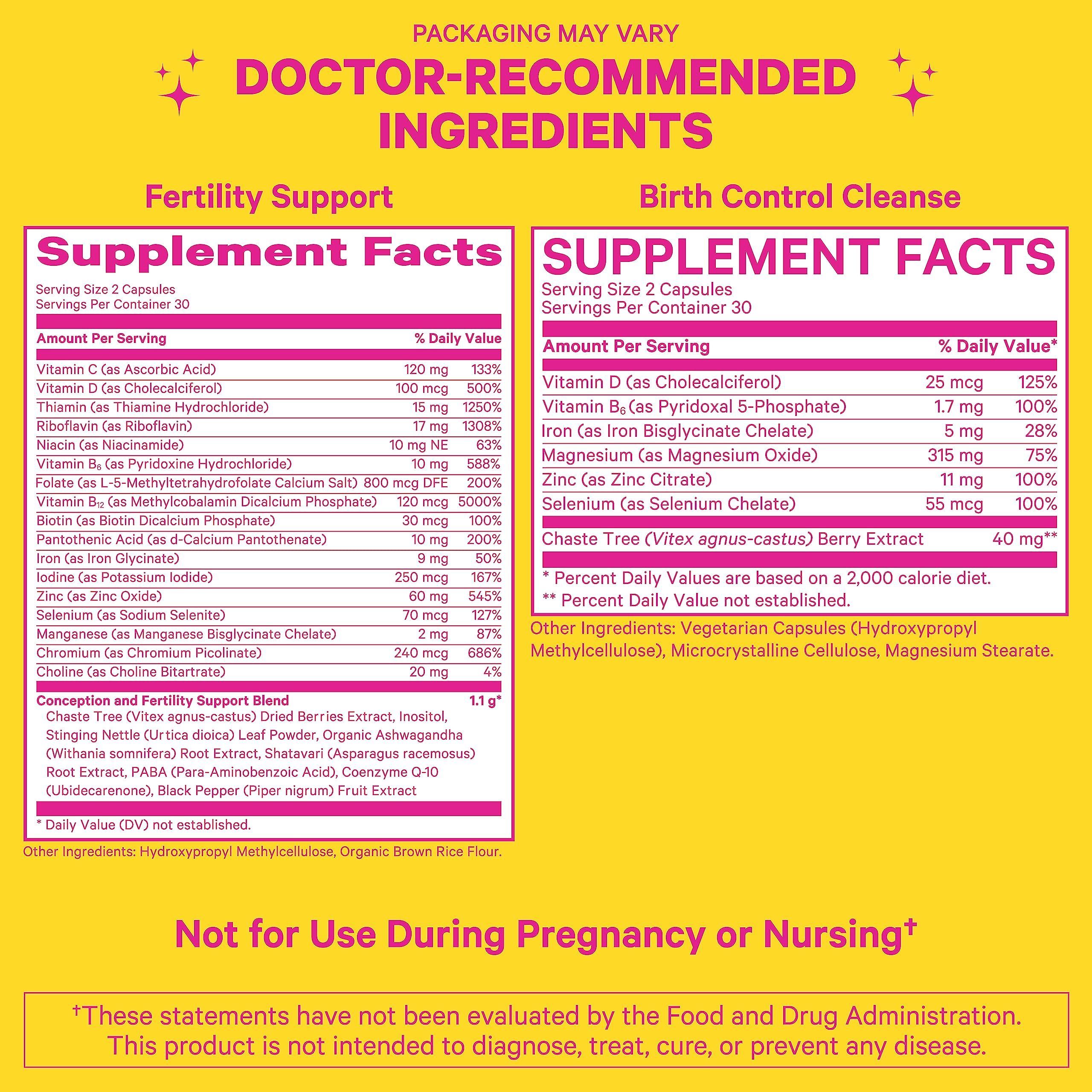 Pink Stork Fertility Supplement for Women + Birth Control Cleanse, Hormone Balance for Women, Vitex