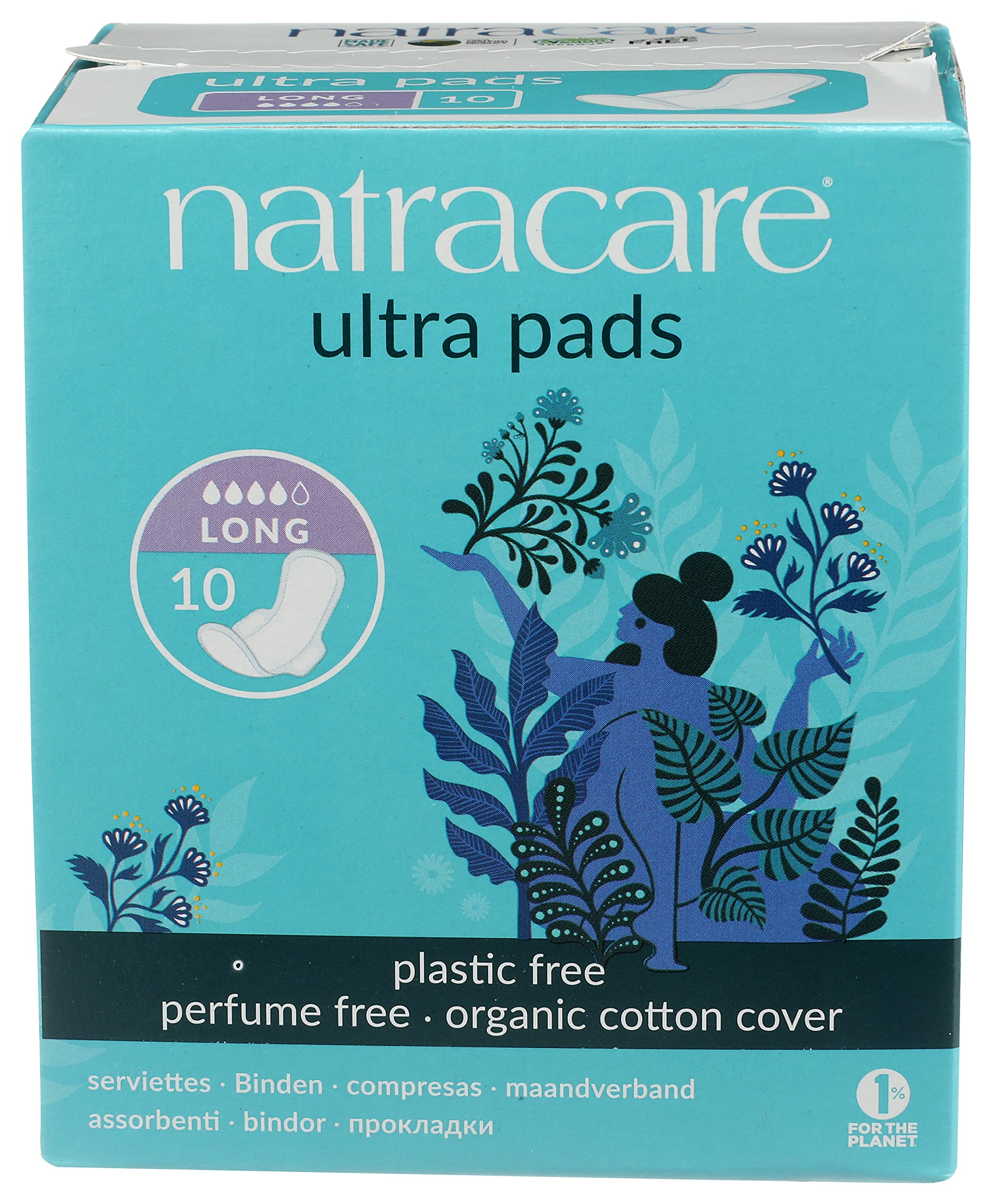 Natracare Slim Fitting Ultra Pads with Wings, Long, Made with Certified Organic Cotton