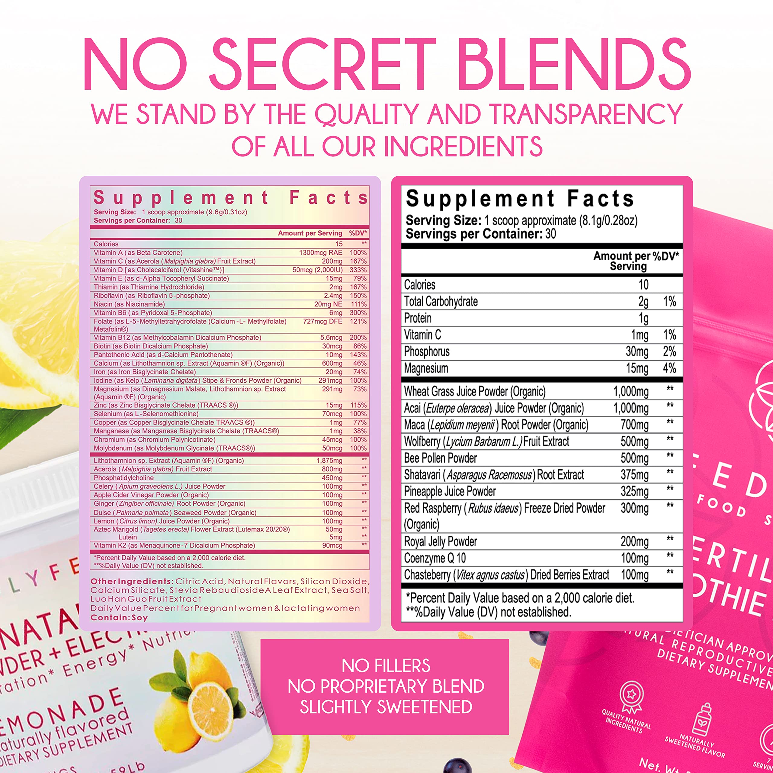 Female Fertility Bundle with Prenatal Vitamin Powder – Natural Prenatal Vitamins and Smoothie Mix