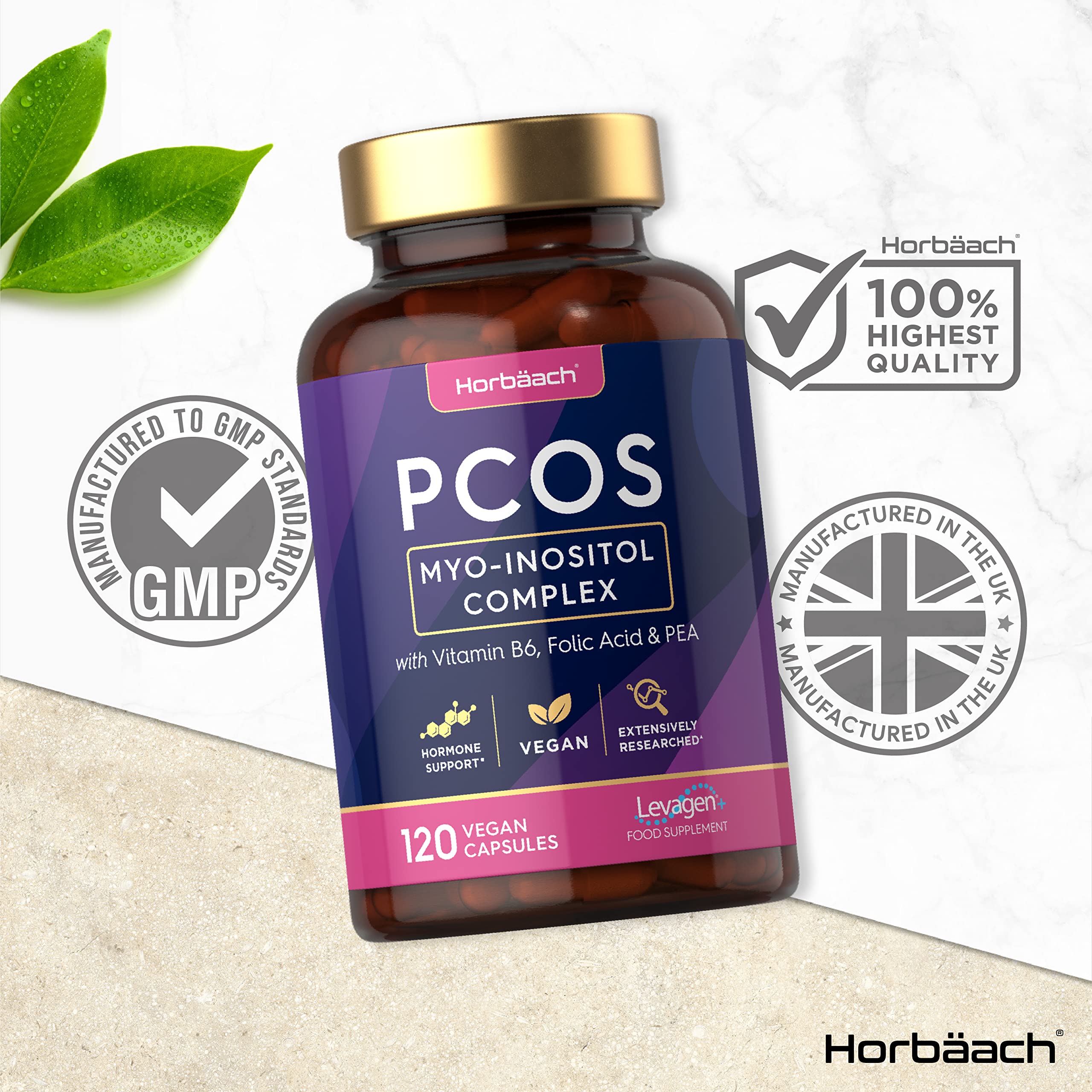 Inositol Supplement for PCOS | 120 Vegan Capsules | Myo-Inositol Complex with Folic Acid