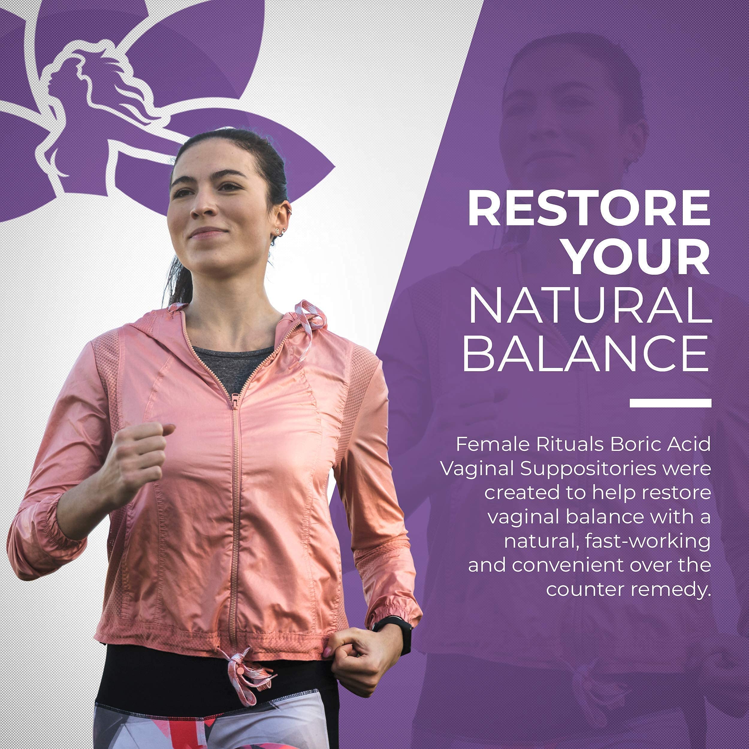 FEMALE RITUALS - Vaginal Moisturizer Boric Acid Suppositories for PH Balance - Bad Odors