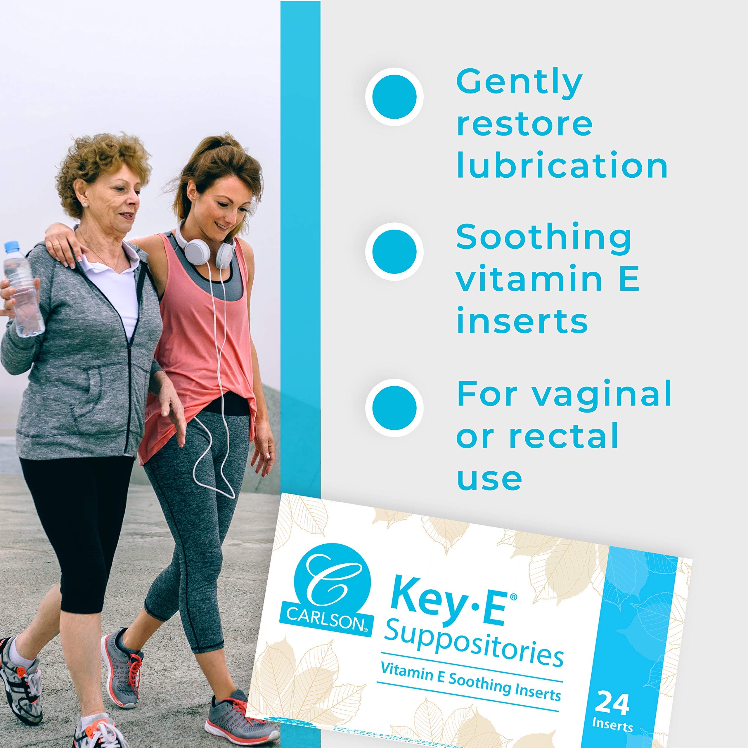 Carlson Labs Key-E Suppositories Vitamin E Soothing Inserts (2 Packages of 24 Inserts, 48Count)