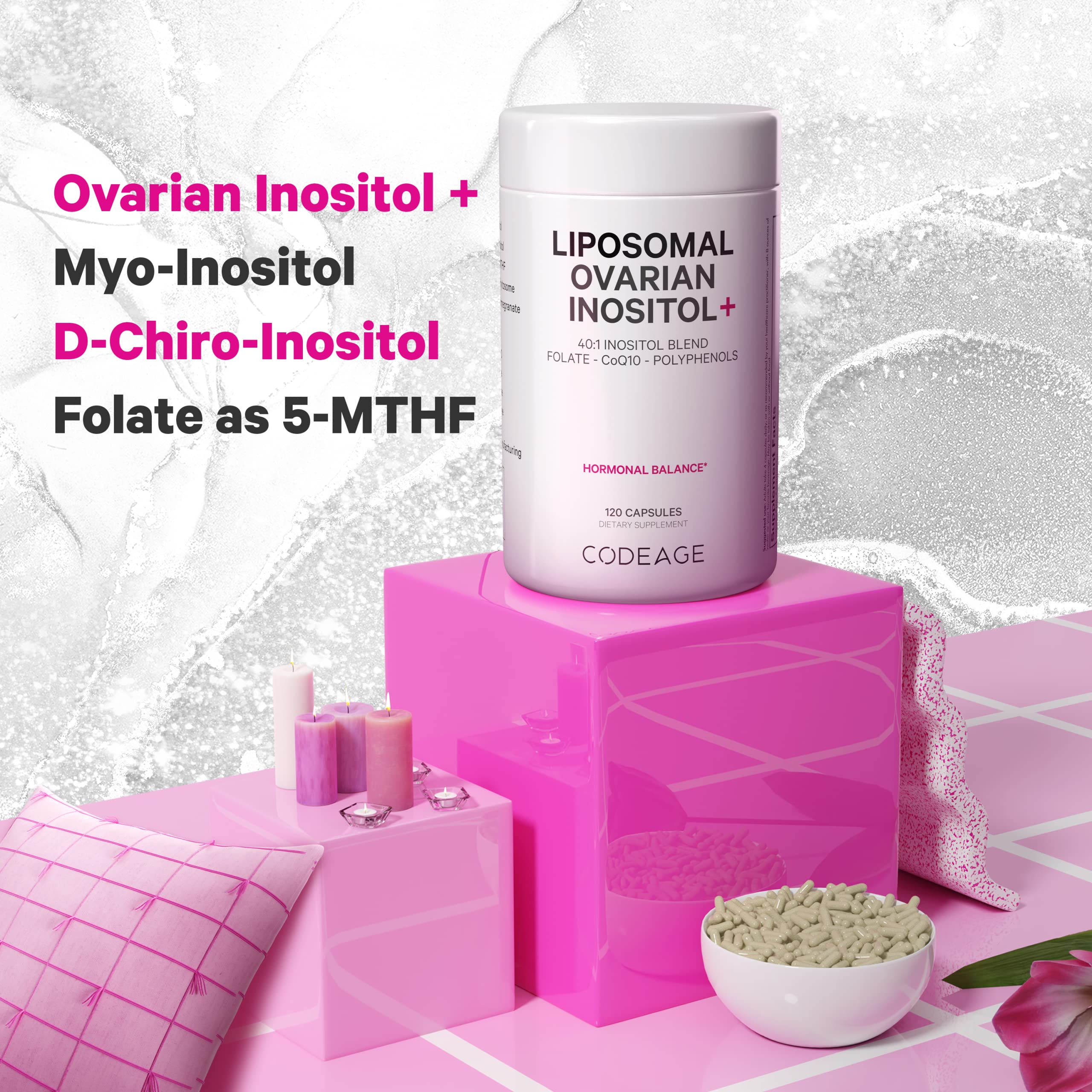 Codeage Liposomal Ovarian Inositol + Supplement - Myo-Inositol, D-Chiro-Inositol
