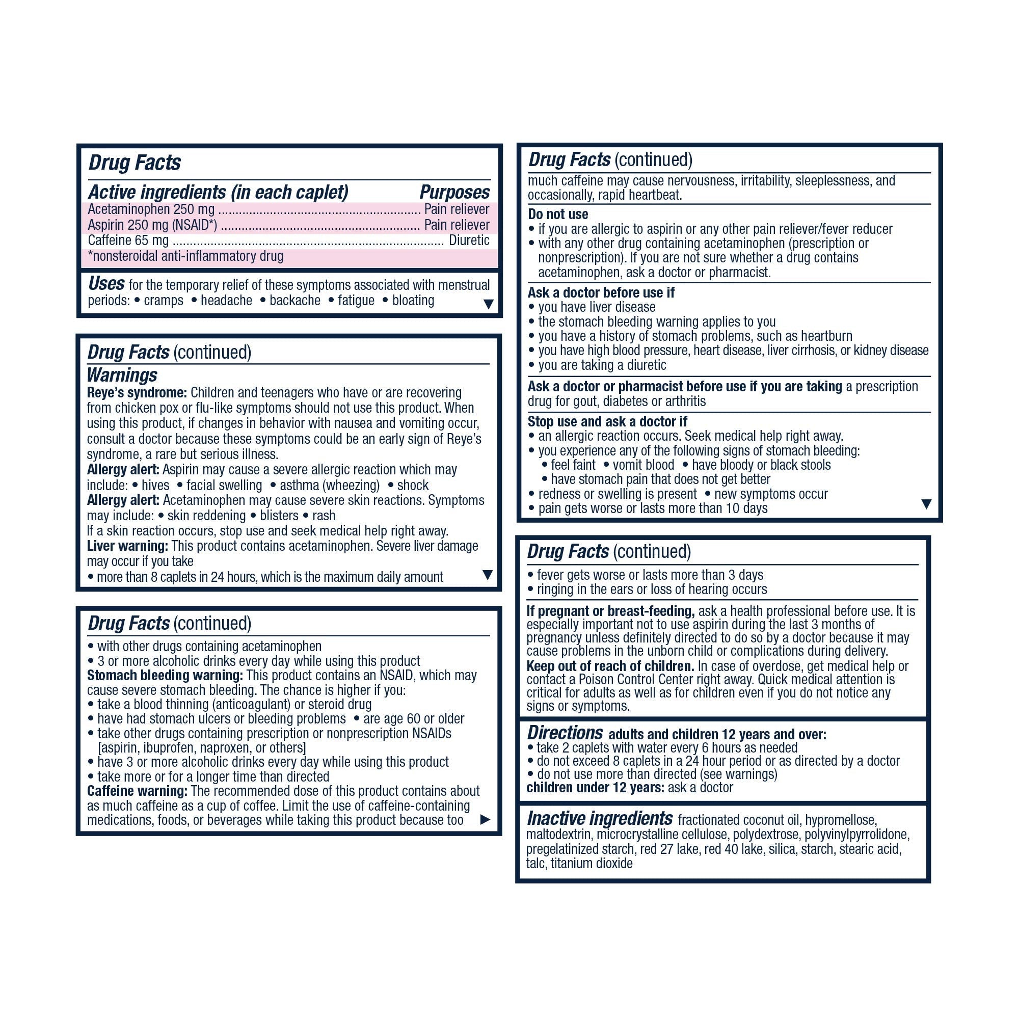 Pamprin Maximum Strength Max Formula, with Acetaminophen, Menstrual Period Symptoms Relief