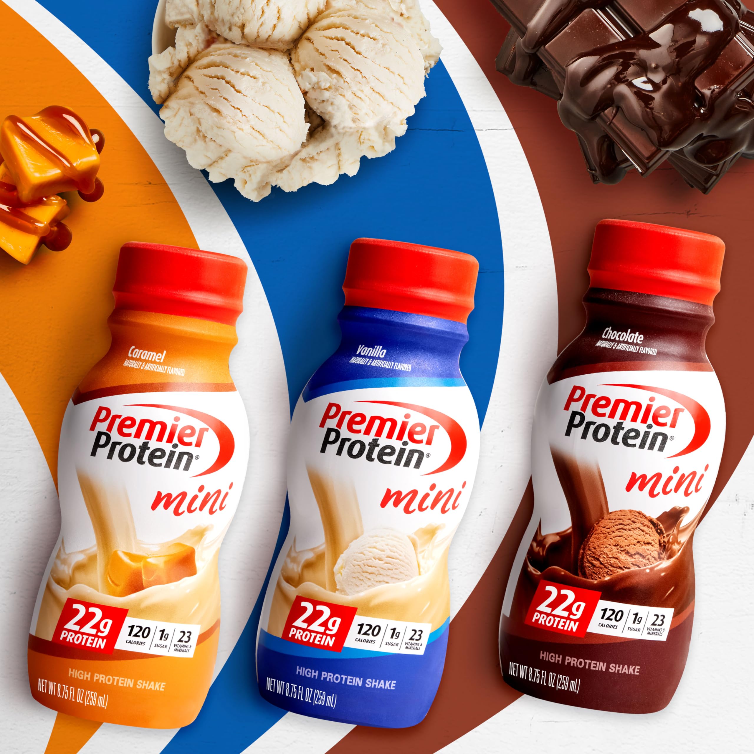 Premier Protein Shake MINIs, Caramel, 22g Protein, 120 Calories, 1g Sugar, 8.75fl oz