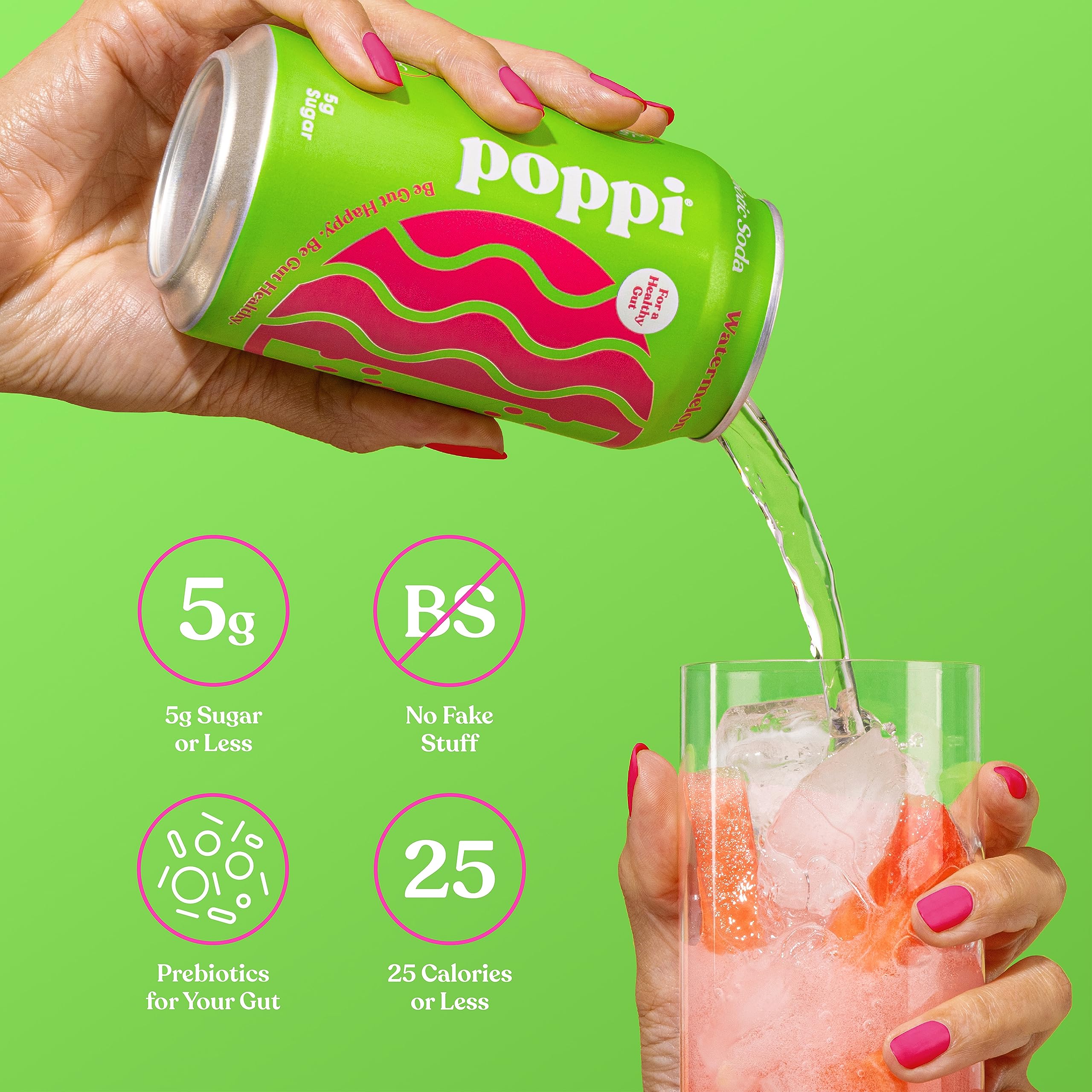 POPPI Sparkling Prebiotic Soda, Beverages w/Apple Cider Vinegar, Seltzer Water & Juice