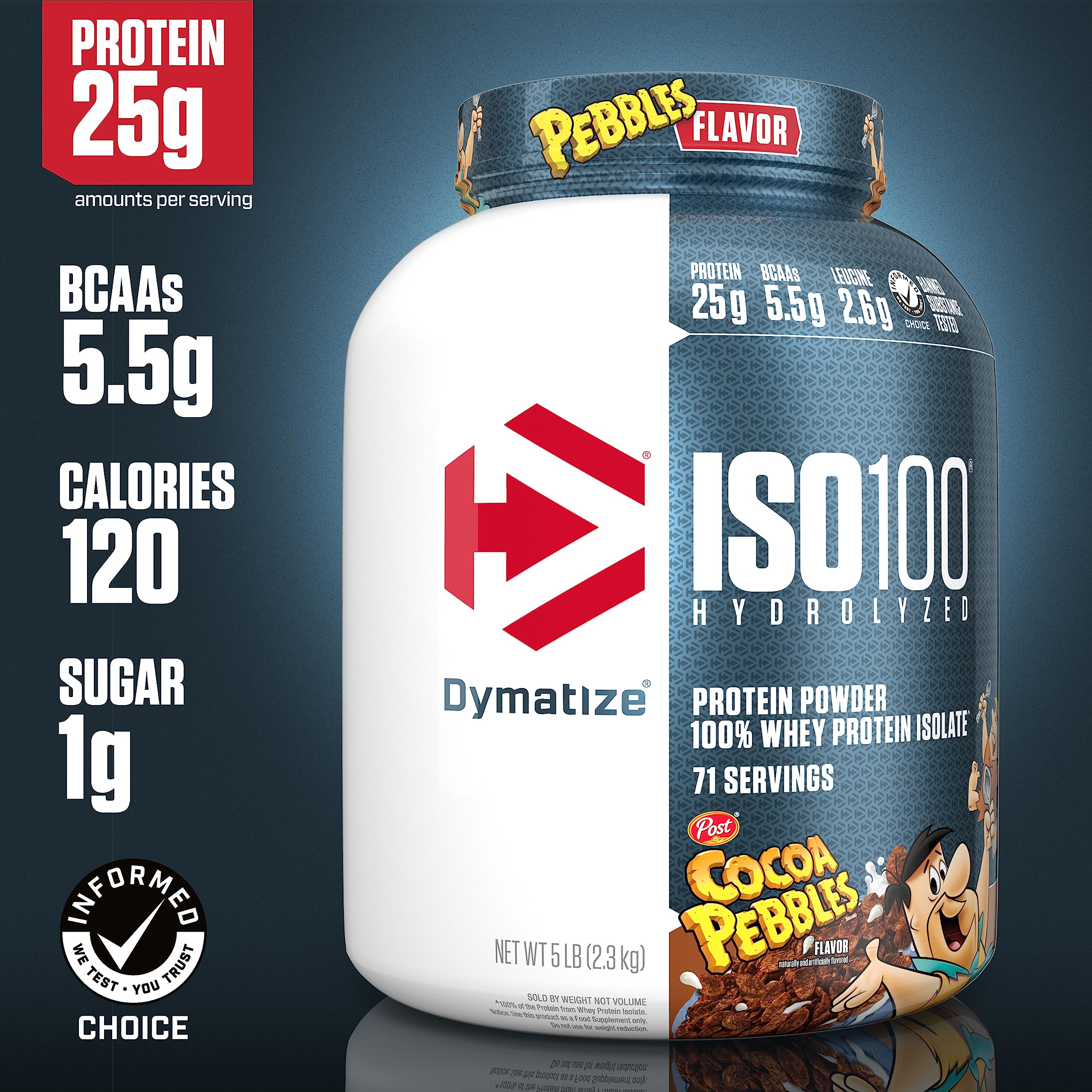 Dymatize ISO100 Hydrolyzed Protein Powder, 100% Whey Isolate, 25g of Protein, 5.5g