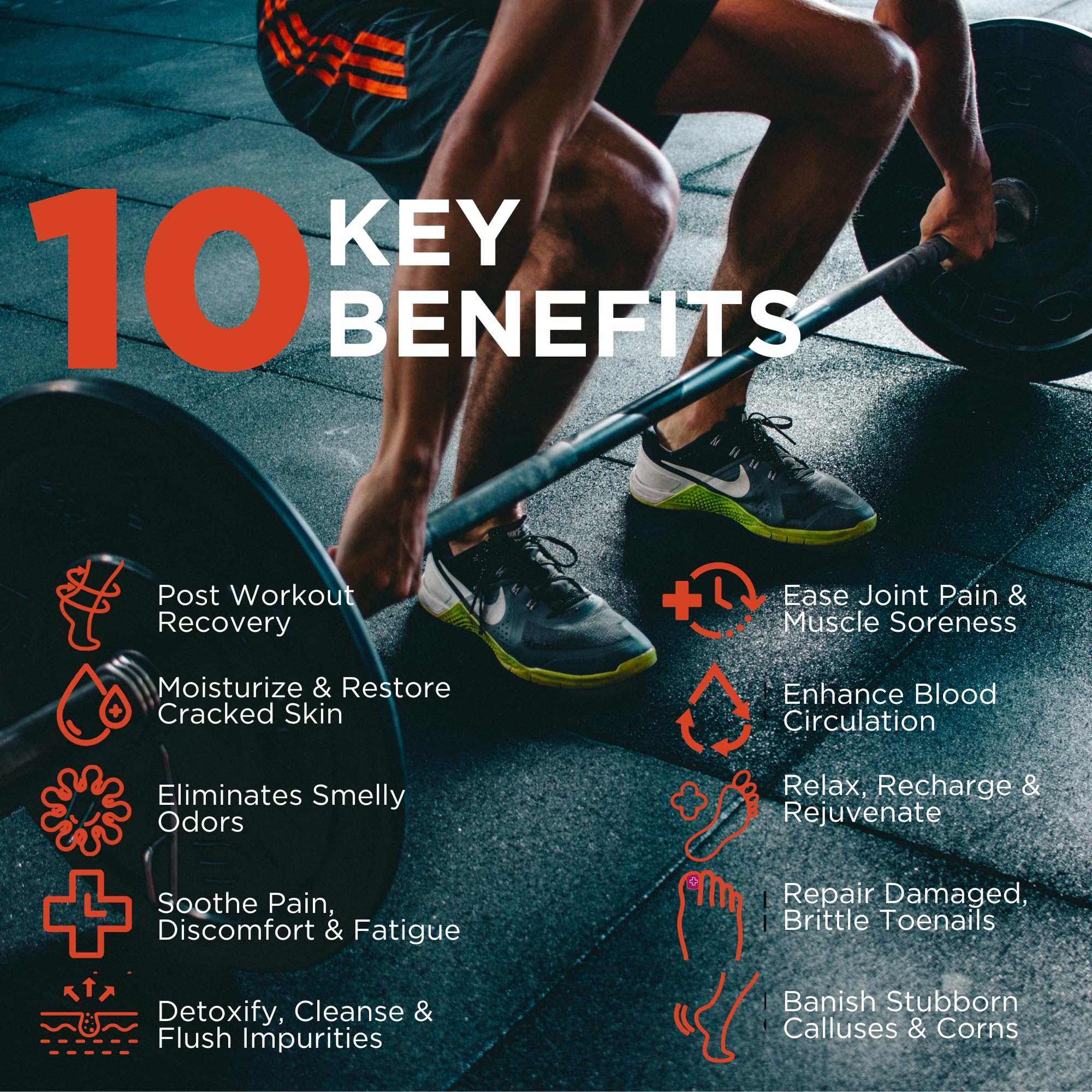 Muscle Relief Foot Soak with Epsom Salt, Made in USA, Soothe Foot Aches, Muscle Pain