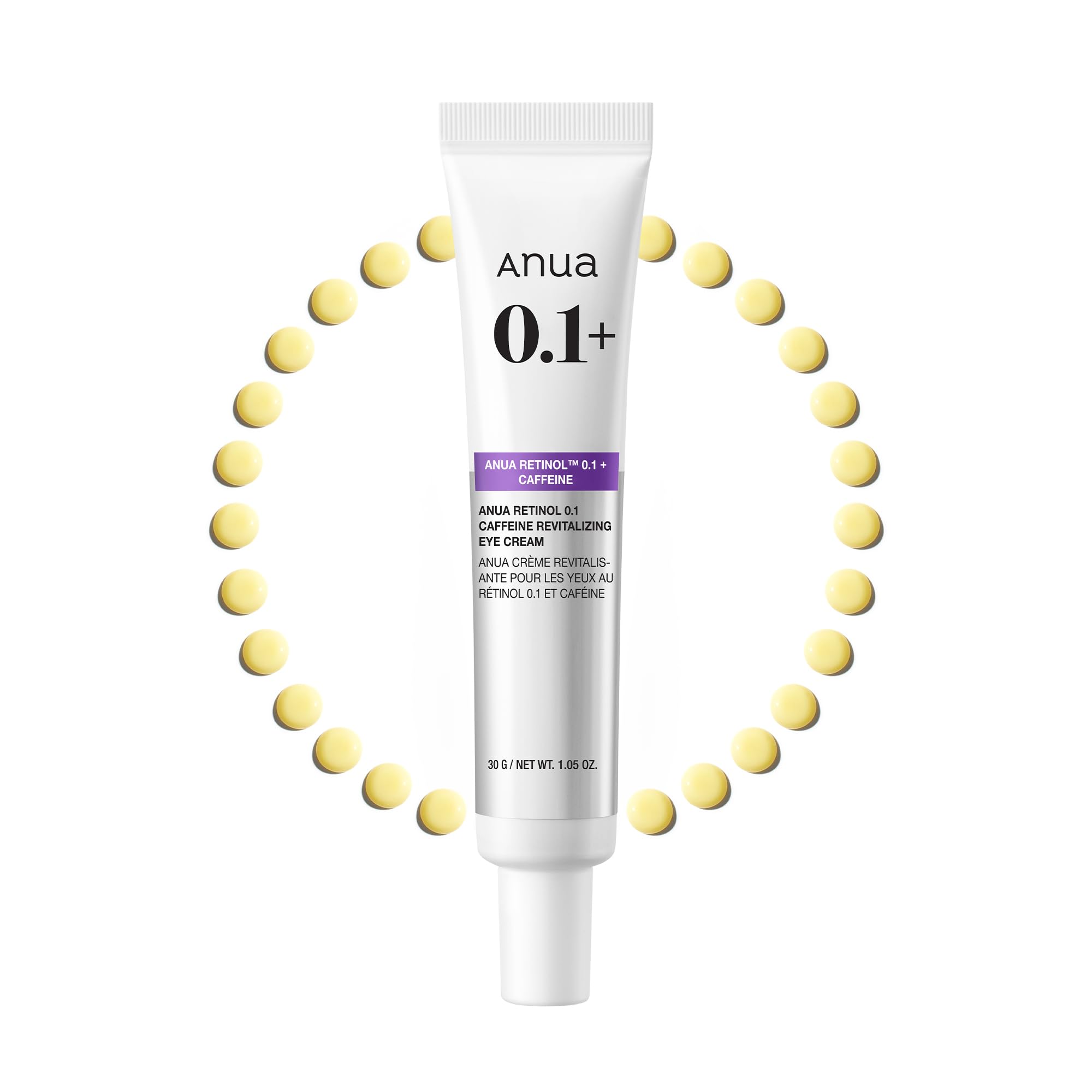 Anua retinol 0.1 caffeine revitalizing eye cream for dark circles puffiness and fine lines korean skincare 1.05 fl oz