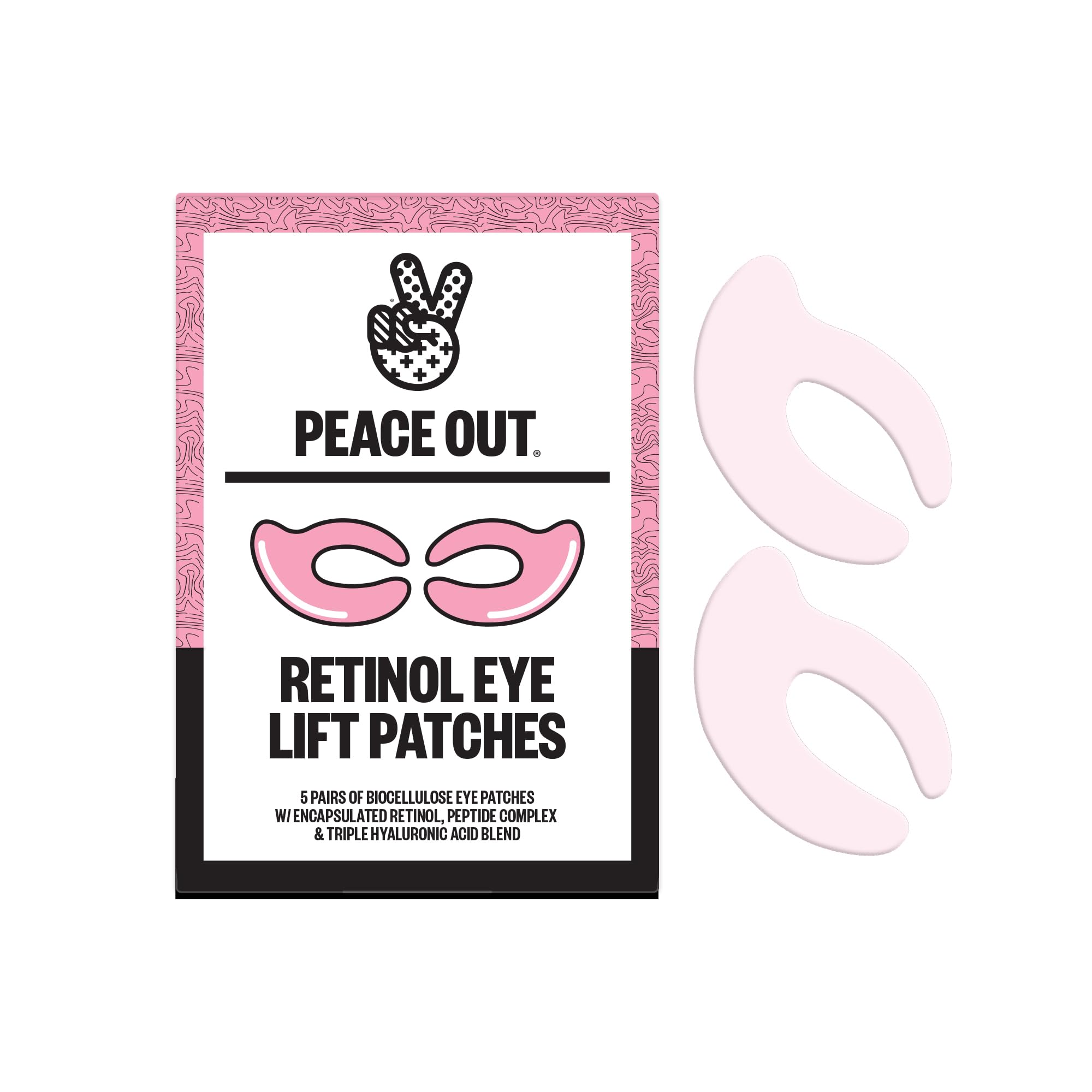 Peace Out retinol eye lift patches biocellulose eye masks with retinol and peptides for fine lines and wrinkles