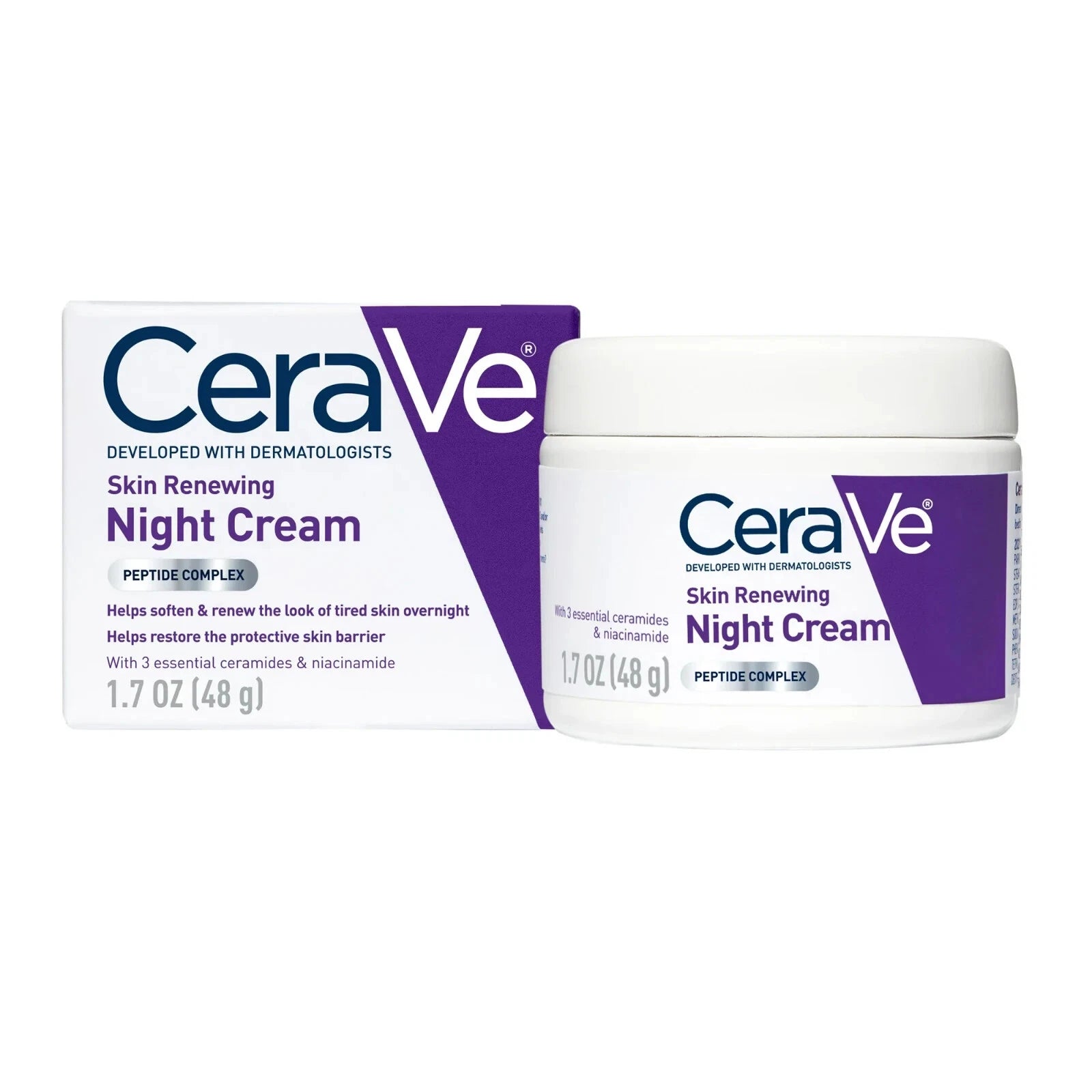 CeraVe Skin Renewing Night Cream with Peptides & Hyaluronic Acid – 1.7 oz